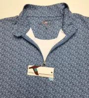 New $115 Genteal Quarter Zip Pullover Men's 2XL Blue ABSTRACT Polyester Bamboo