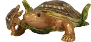 Pewter Mother and Baby Turtle Figure with Matching Necklace Inside Pendant Charm
