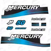 MERCURY BOAT MOTOR DECAL SET FITS 50 HP FOUR STROKE EFI OUTBOARD STICKERS BLUE