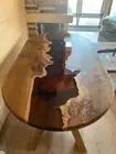 42"x72" Oval Shape Red Epoxy Resin Dining Table Confrence Meeting Wooden Decors