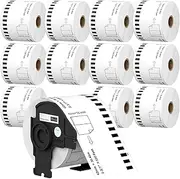 Kingtac 12 Rolls with 1 Frame, 2-3/7" x 100 ft., Direct Thermal Labels Continuous Length Labels Replacement for DK-2205 Shipping Mailing Postage Compatible for Brother QL Printer