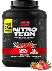 MuscleTech NitroTech Whey Protein Powder, Whey Isolate and Peptides, Strawberry, 3.97 Pound