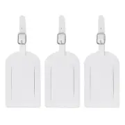 3 Pack Luggage Tags for Suitcases Premium PU Leather Baggage Tags White