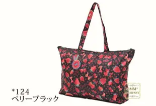 現貨到 全新日本正品 HAPI+TAS 深色草莓 折疊購物袋防水可插行李箱