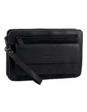Pierre Cardin Leather Men's Multi Compartment Organiser Bag in Black