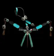 Western Brown Leather Tack Set of headstall and Breast Collar