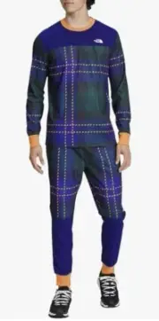 The North Face Mens Flash Dry Base Layer Plaid Waffle Set 2 Piece Size M NWT