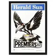 2023 Collingwood Premiers 70CMx50CM Magpies Mark Knight Poster Weg Wooden Framed MEMORABILIA