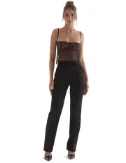 [House of CB] Tansy Satin Trousers in Black