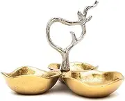 GUTE Gold Cluster Decorative Bowls, Snack Bowl With Silver Tree Branch Chip and Dip Serving Platter for Nuts, Chips, Appetizers, Salsas, Condiments Serveware, Entertaining, Parties, Weddings