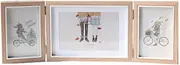 3 Picture Frame Collage Photo Frames Rustic Wood Hinged Folding Picture Frames HD Glass Stands Vertically on Desktop or Wall Hanging Display, Unique Mothers Day Wedding Birthday Gifts
