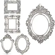 domoi 5Pcs Vintage Resin Picture Frame Flower Oval Rectangle Frame, Tabletop Jewelry Display Frame for Photography Home Decor
