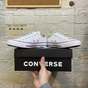 TheOneShop Converse Chuck Taylor 基本款 白色 紅邊 低筒 荔枝紋 皮革 132173C