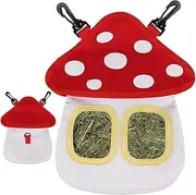 Cilipuloy Hay Bag for Small Animals - Mushroom Shape Hanging Feeder Sack with 2 Holes - Guinea Pig Hay Feeder - 199.9 Cubic Inches - Durable, Waterproof Cloth - 23 x 28 x 5 cm