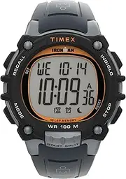 [Timex] Men's Ironman Classic 43mm Watch - Black Strap with Orange Accents