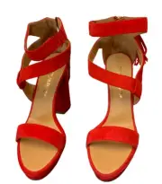 Dsquared2 Women RED Suede Triple Strap Chunky Platform Heel US 40EU/US 10