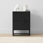 Stevie 2 Drawer Bedside Table - Black