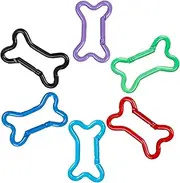 [LIGHUFEIC] 6Pack Dog Bone Shape Carabiners Hook Clips Camping Accessories,Versatile Aluminum Key Holder for Outdoor Travel and Daily Use(6 Color)