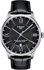 [Tissot] Mens Chemin des Tourelles 316L Stainless Steel case Swiss Automatic Watch, Black, Leather, 21 (T0994291605800), Black, Automatic Watch