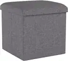 Gray Folding Collapsible Storage Square Foot Stools and Ottomans Cube 15 Inch