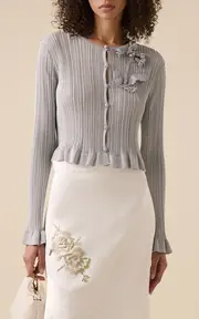 [Erdem] Plisse Lurex Cardigan