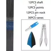 Archery ID4.2mm Carbon Arrows 30inch Shafts 1.75inch Plastic Vanes Bow