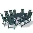 11 Piece Outdoor Dining Set Plastic Green