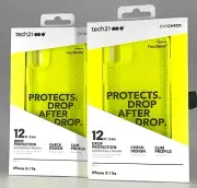 2 Pack!! Tech21 Case for iPhone X & iPhone XS - Evo Check Series - Neon Yellow