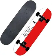 Sports Skateboards, (Red Bar Code Pattern) 31-inch Maple Professional Fancy Short Board Four-Wheel Double Tilt Skateboard Suitable for Young Adults