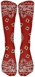 [XMKWI] Red Bandana Pattern Girls Novelty Athletic Crew Sock Stocking Soccer Compression Socks