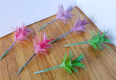 6 Pcs Artificial Plants Succulents Plastic Flocking Agave Grasses (#81)