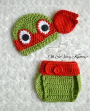 Newborn TMNT Inspired Handmade Ninja Turtles Raphael Red Crochet Baby Photo Prop