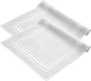 Komfortec Bath Mat Set, 2 Pieces, Terry Cloth Shower Mat, Washable Shower Mat & Bath Mat, 600 g/m² & 100% Cotton, Absorbent & Quick Drying, 50 x 70 cm, White