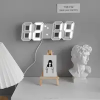 在飛比找松果購物優惠-【日用】韓系電子數字鐘 電子掛鐘 3D立體 LED掛鐘 日曆