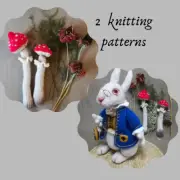 Toy knitting patterns -White rabbit from Alice in Wonderland and fly agarics.
