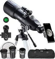 [ESSLNB] Telescopes for Adults Kids Astronomy Beginners 80mm Astronomical Telescopes with 10X Phone Mount Refractor Telescope Tripod and Carrying Bag Erect-Image Travel Telescope with Moon Filter