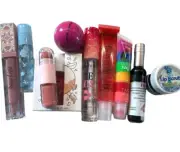 Pink Lip Kit, 10 Items, 1 Lip Scrub, 1 Lip Balm, Glosses,Oils , Clears