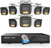 8 Channel Security Camera System, 8PCS 5MP IP Bullet PoE with 2 White