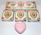 1991 SET (3) CRABTREE & EVELYN 3.5 OZ SCENTED PINK HEART SHAPED SOAP BARS IN BOX