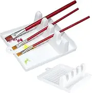 RAYYXP 2 Pcs Paint Brush Holder with 4 Slots Desk Brush Rest Water Coloring Brush Organizer Display Stand for Watercolor Acrylic Oil Painting Brushes Storage