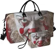 [ZRYSMY] Scary Christmas Santa Clown Duffel Bag for Traveling, Travel Bag Gym Bag, with Multiple Interior Pockets Shoulder Weekender Bag for Women Men with Toiletry Bag 20.5L x 1.9W x 13.8H