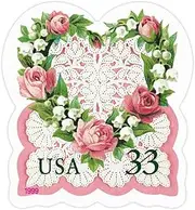 Love: Victorian Heart with Roses, Lily of The Valley and Lace, Full Convertible Booklet of 20 x 33-Cent Postage Stamps, USA 1999, Scott 3274 by USPS