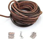 3mm Flat Genuine Leather Cord - Dark Brown Full Grain Cowhide Leather String for Jewelry Making, Handmade Bracelets, Necklaces, Braiding & DIY Crafts (5 Yards, Espresso Brown)