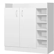 ALFORDSON Shoe Cabinet Shoes Storage Rack 21 Pairs Adjustable Cabinets Organiser Drawer Shelf with 9 Shelves and Anti-tip Kit, Wooden Home Furniture for Living Room, Entryway, Hallway, (Salus White)
