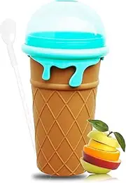 Tikapo Slushie Cup (Large Capacity), TIK TOK Slushy Maker Cup Frozen Magic Squeeze Cup, Fast Homemade Milk Shake Slushy Smoothie Ice Maker, Cool Stuff Tiktok Trend Items - Ice Cream Maker Cup (BRWON)