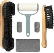 Go2trymo Pool Table & Rail Brush 5 Set, Billiard Felt Cleaner Accessories With 2 Wooden Brushes, Cue Cleaning Cloth, Ferrule Polish Cloth & Sticky Lint Roller