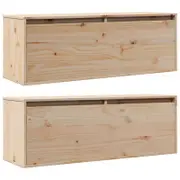 vidaXL 2x Solid Wood Pine Wall Cabinets Hanging Shelf Storage Home Organiser