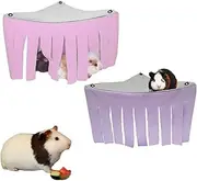 TRADERPLUS 2 Pieces Guinea Pig Hideout Rat Hideaway Corner Curtain Small Pets Hiding Spot for Ferrets Chinchillas Hedgehogs Dwarf Rabbits (Pink+Purple)