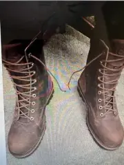 mens work boots Motorcycle Chippewa 8E Steel Toe#181946 Cop Logger Brown/nubuck