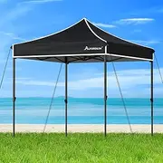 ALFORDSON 3 x 3m Gazebo Marquee High Adjustable Black Color, Pop-up Canopy Camping Shelter Shade with Steel Frame for Wedding Party, Pavilion with Pegs, Ropes & Carry Bag